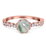 Art Deco Round Natural Stone Wedding Ring