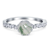 Art Deco Round Natural Stone Wedding Ring