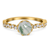Art Deco Round Natural Stone Wedding Ring