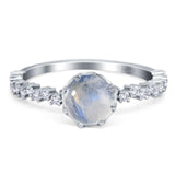 Art Deco Round Natural Stone Wedding Ring