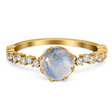 Art Deco Round Natural Stone Wedding Ring