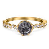 Art Deco Round Natural Stone Wedding Ring