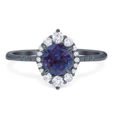 Art Deco Round Natural Stone Halo Ring