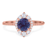 Art Deco Round Natural Stone Halo Ring