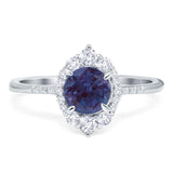 Art Deco Round Natural Stone Halo Ring