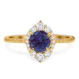 Art Deco Round Natural Stone Halo Ring