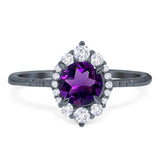 Art Deco Round Natural Stone Halo Ring