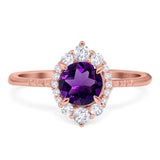 Art Deco Round Natural Stone Halo Ring