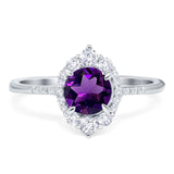 Art Deco Round Natural Stone Halo Ring