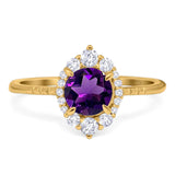 Art Deco Round Natural Stone Halo Ring