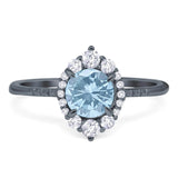 Art Deco Round Natural Stone Halo Ring