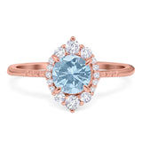 Art Deco Round Natural Stone Halo Ring