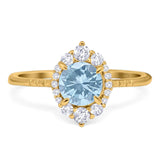 Art Deco Round Natural Stone Halo Ring