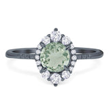 Art Deco Round Natural Stone Halo Ring