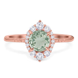 Art Deco Round Natural Stone Halo Ring