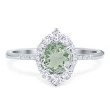 Art Deco Round Natural Stone Halo Ring