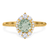 Art Deco Round Natural Stone Halo Ring