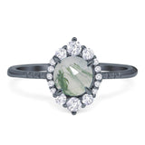Art Deco Round Natural Stone Halo Ring