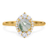 Art Deco Round Natural Stone Halo Ring