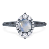 Art Deco Round Natural Stone Halo Ring