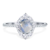 Art Deco Round Natural Stone Halo Ring