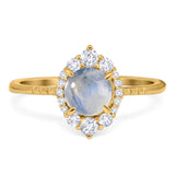 Art Deco Round Natural Stone Halo Ring
