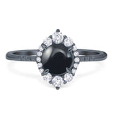 Art Deco Round Natural Stone Halo Ring