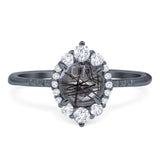 Art Deco Round Natural Stone Halo Ring