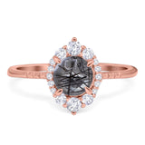 Art Deco Round Natural Stone Halo Ring