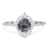 Art Deco Round Natural Stone Halo Ring