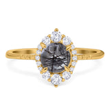 Art Deco Round Natural Stone Halo Ring