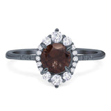 Art Deco Round Natural Stone Halo Ring