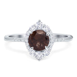 Art Deco Round Natural Stone Halo Ring