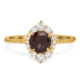Art Deco Round Natural Stone Halo Ring