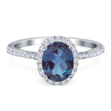 Vintage Style Oval Lab Alexandrite Wedding Ring 925 Sterling Silver