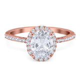 Art Deco Oval Natural Stone Halo Ring