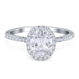 Art Deco Oval Natural Stone Halo Ring