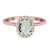 Art Deco Oval Natural Stone Halo Ring