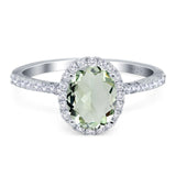 Art Deco Oval Natural Stone Halo Ring