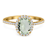 Art Deco Oval Natural Stone Halo Ring