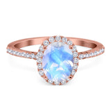 Art Deco Oval Natural Stone Halo Ring