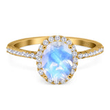 Art Deco Oval Natural Stone Halo Ring