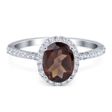 Art Deco Oval Natural Stone Halo Ring