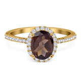 Art Deco Oval Natural Stone Halo Ring