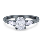 Oval Natural Stone Three Stone Ring