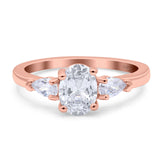 Oval Natural Stone Three Stone Ring