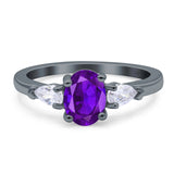 Oval Natural Stone Three Stone Ring