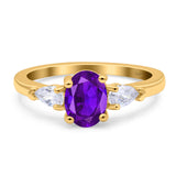 Oval Natural Stone Three Stone Ring