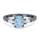 Oval Natural Stone Three Stone Ring