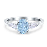 Oval Natural Stone Three Stone Ring